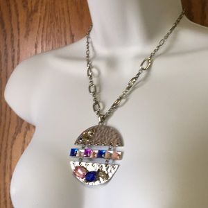 Artisan Jewel Embellished Silver Statement Necklace 💜